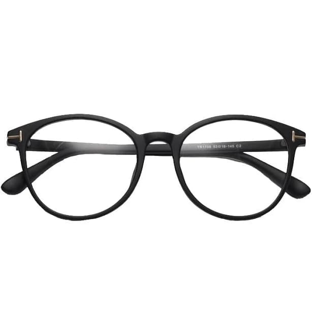 Fiction Round Full-Rim Eyeglasses Matte Black