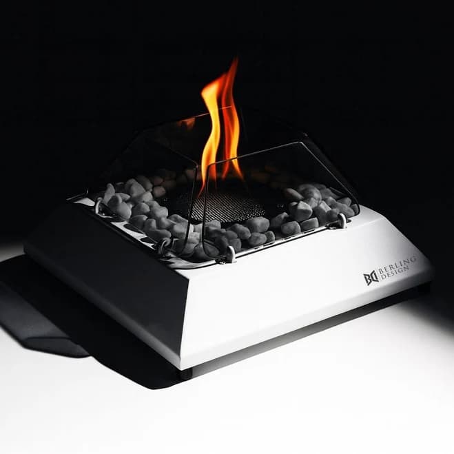 Modern Tabletop Bioethanol Fireplace, Smokeless Tabletop Fireplace, Portable Fireplace - Tempered Glass, Leak-Proof Burner, Decorative Stone