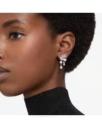 Swarovski Mesmera Mixed Cut Cluster Drop Earrings in Rhodium Plated | Bloomingdale's
