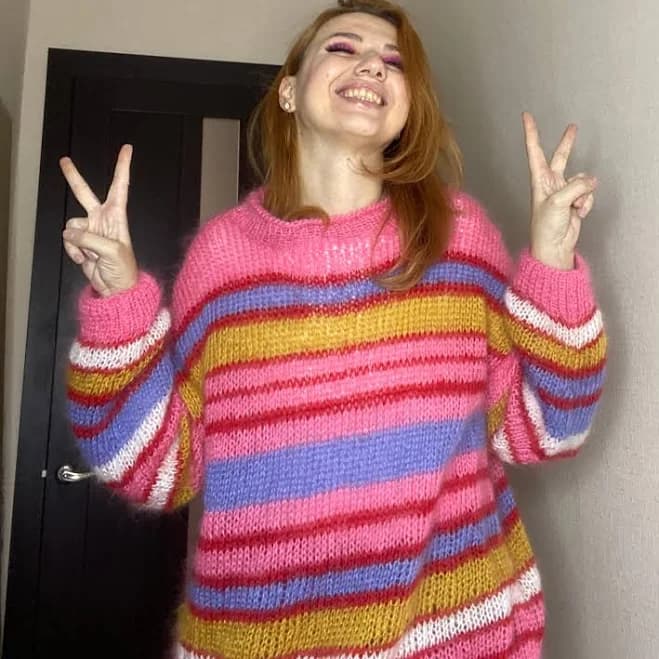 Mohair Striped Fuzzy Sweater