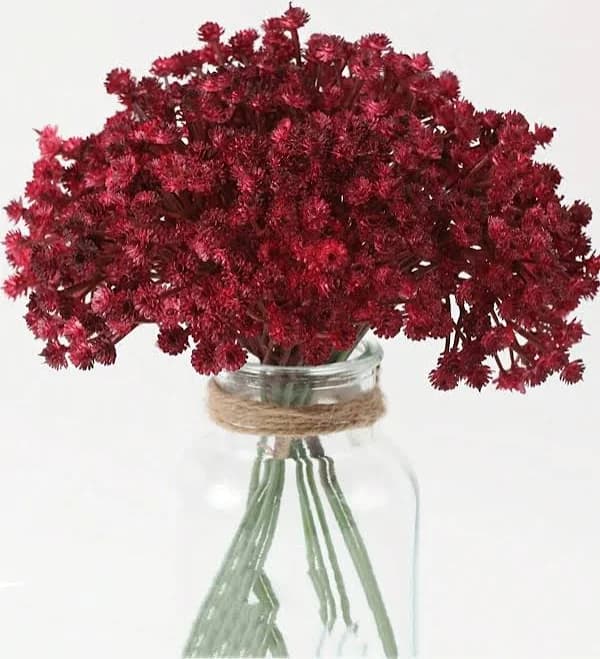 MEHELANY 12pcs Burgundy Faux Baby's Breath Flowers, 8.67 Inch Small Artificial Baby's Breath Flowers With Stems, Realistic Silk Flowers For Autumn