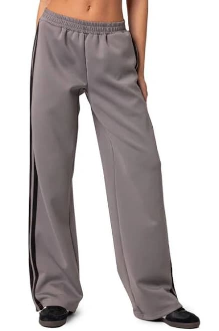 EDIKTED Robyn Side Stripe Track Pants in Dark-Gray at Nordstrom, Size X-Large