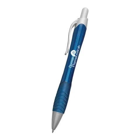 Promotional Rio Ballpoint Pen With Contoured Rubber Grip | Blue | branded with your logo