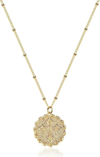 MTMY Gold Cross Necklace 14K Gold Plated Dainty Gold Cross Pendant Necklace for Women Delicate Necklace Jewelry