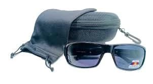 Unisex Wrap Style Sunglasses With Black Frame And Black Polarized Lenses
