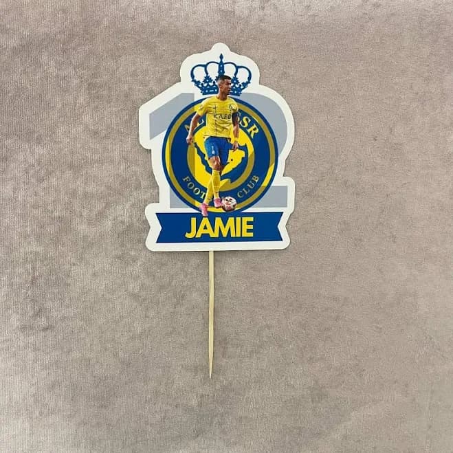 ANY PLAYER Ronaldo CR7 Al Nassr Cake Topper Personalised With Name And Age