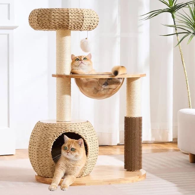 Hittite Solid Wood Cat Tree Tower & Condo