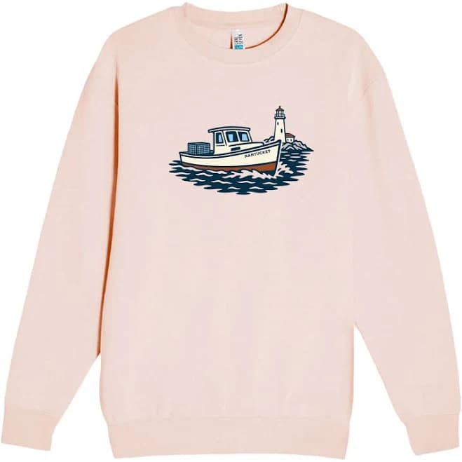 Nantucket Lobster Boat Soft Fleece Crewneck Sweatshirt