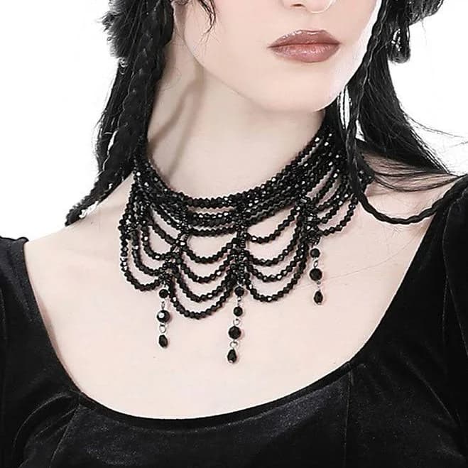 Vintage Goth Beaded Choker