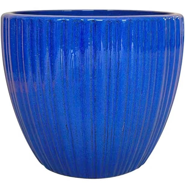 Lennox Medium Cobalt Blue Glazed Ceramic Planter With Drainage Hole