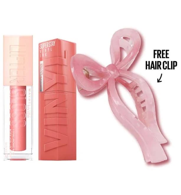 Maybelline Lifter Gloss & Vinyl Ink Duo + FREE Hair Clip At 15% OFF - Toffee / 110 Awestruck