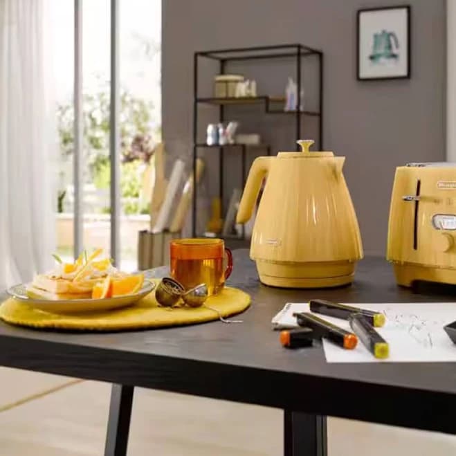 Yellow Kettle Delonghi Orange Kettle And Toaster DeLonghi Icona Kettle, Yellow, KBOC2001Y Kettles Jugs
