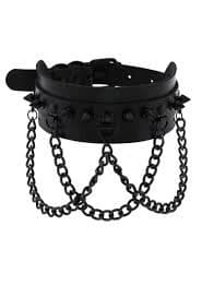 Punk PU Double Layer Choker with Cross Chain