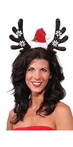 Amazon.com: Rubie's Women's Clausplay Light Brown Reindeer and Snow Flakes Light-Up Headband, Multi-Colored, One Size : Clothing, Shoes & Jewelry