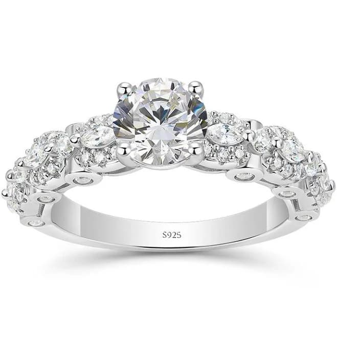 Sterling Silver Solitaire Engagement Ring with Round White Sapphire
