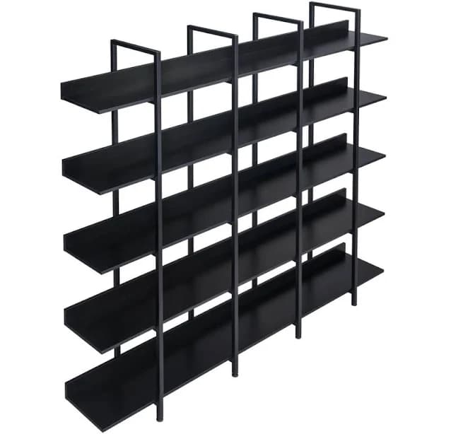 Latitude Run 5 Tier Home Office Open Bookshelf Vintage Industrial Style Shelf
