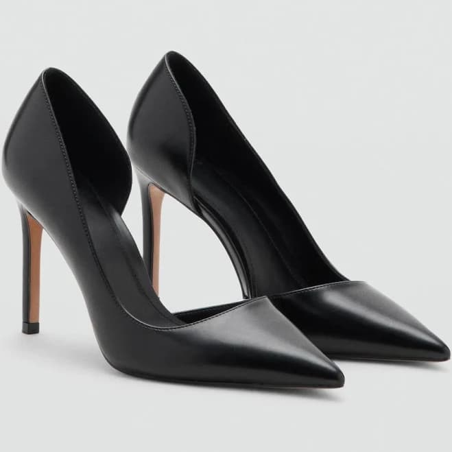 MANGO Women's Audrey Half d'Orsay Asymmetrical Heeled Pumps