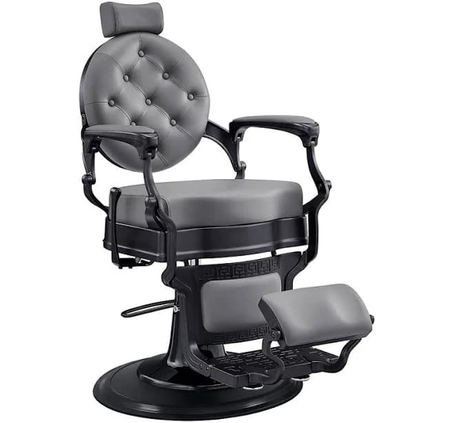 Classic Barber Chair, Comfortable Barber Chair Gray