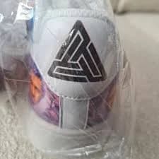 Chris Brown Sneakers White and Purple Sneakers with Geometric Logo