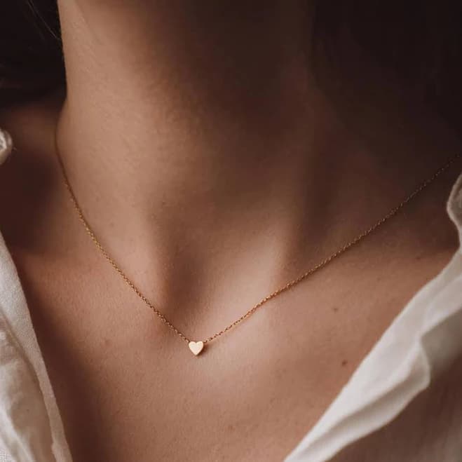 Dainty Minimalist Gold Plated Heart Pendant Necklace