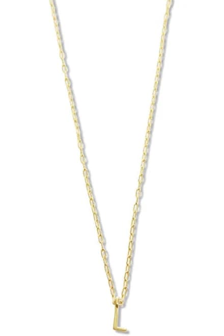 Argento Vivo Sterling Silver Women's Initial Pendant Sterling Silver Paper Clip Chain Necklace in Gold