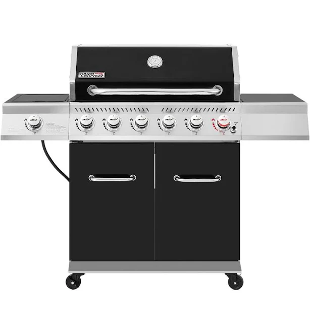 Royal Gourmet 6-Burner Propane Gas Grill with Cabinet, Sear Burner, and Side Burner