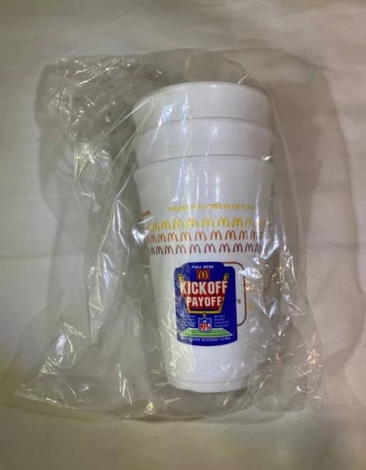 3 Rare Vintage Mcdonald’s Styrofoam Coffee Hot Cups With Nfl Game