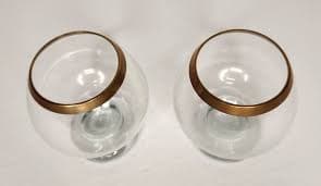Ingrid Glas Hutte Gold Rimmed 2 Glasses Snifters Brandy Glasses Vtg 60's Barware | eBay