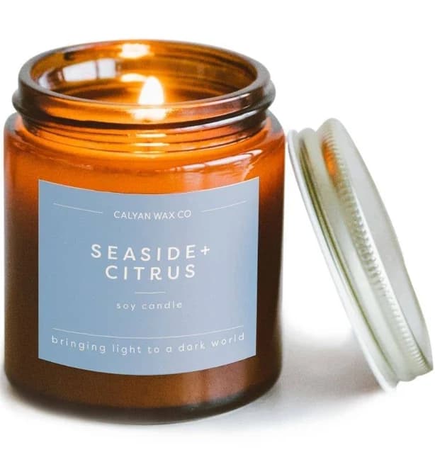 Calyan Wax Co. Seaside + Citrus Mini Amber Jar Soy Candle