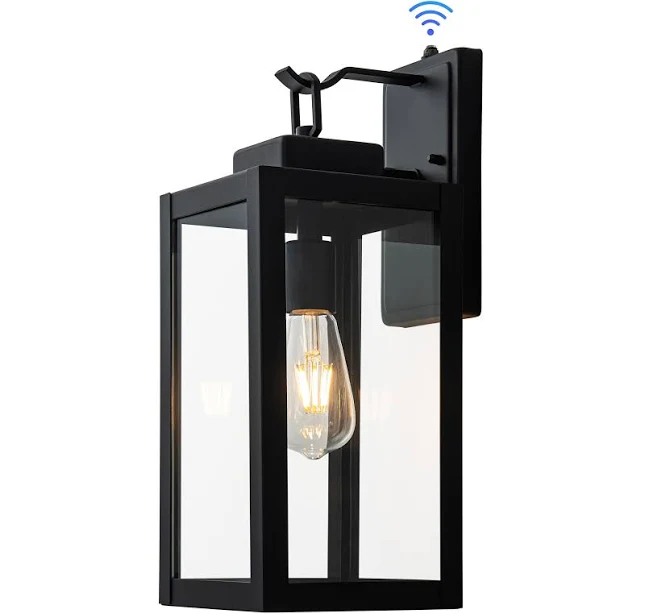 C Cattleya 1-Light Matte Black Dusk to Dawn Outdoor Wall Lantern Sconce