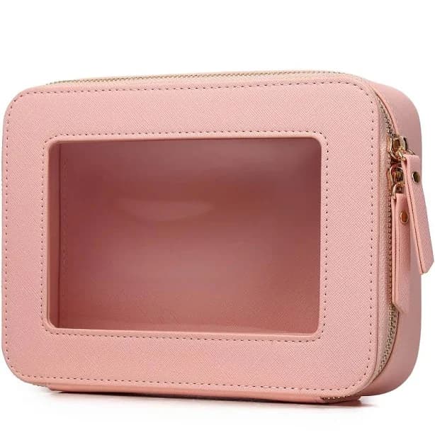Pinkmik Clear Makeup Bag Travel Makeup Case Transparent Cosmetic Case Clear Travel Toiletry Bag for Women