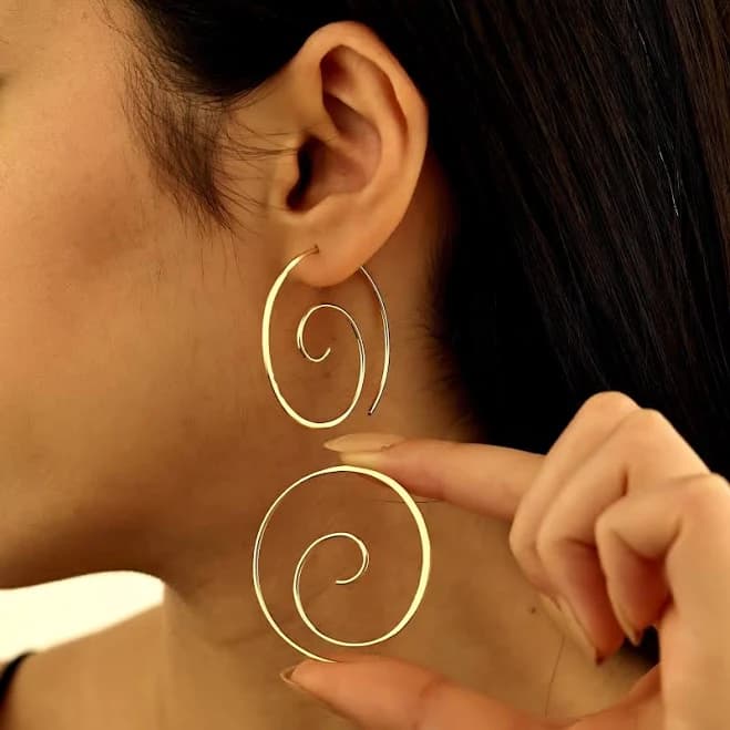 Dainty Gold Spiral Hoop Earrings