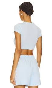 Alexander Wang Cropped Short Sleeve Crewneck Tee In Baby Blue In Blue Pearl - 30% Off | Editorialist