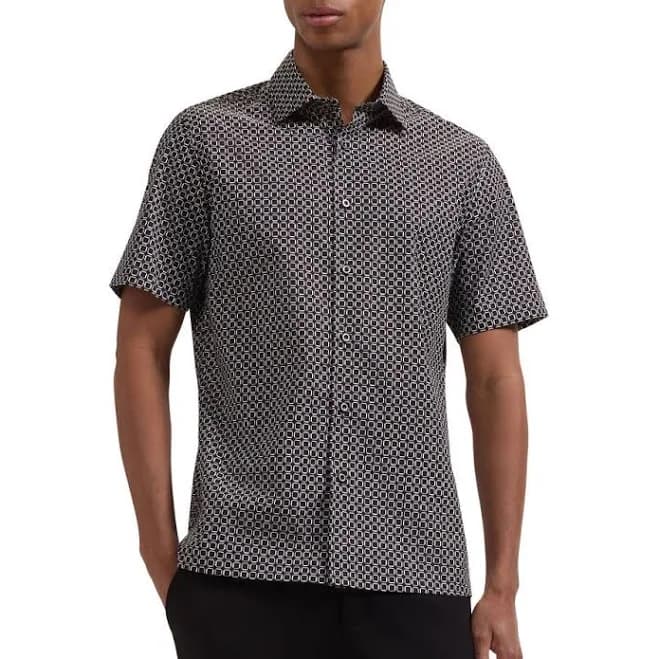 Bugatchi Men's Vero Shaped Fit Geometric Short-Sleeve Button-Up Shirt