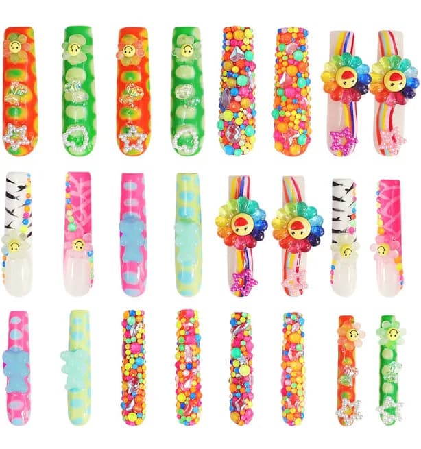 Colorful Flower Nails