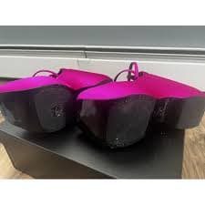 Versace Pink Satin Platform Wedge Sandals Size 38.5 IT