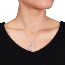 Sterling Silver 1ct TDW Diamond Heart Necklace - On Sale - Overstock - 4003572