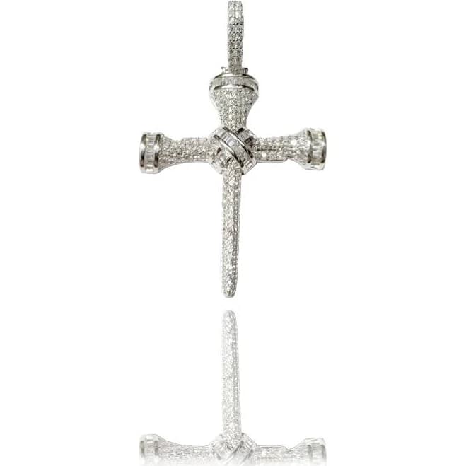 Sterling Silver Iced Out Cross CZ Pendant