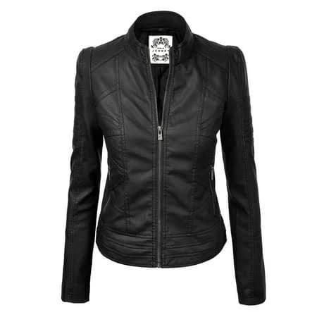 Made by Johnny Women's Vegan Leather Motorcycle Jacket