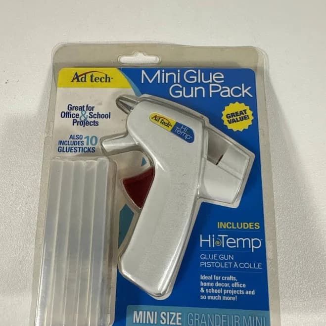 Ad-Tech Hi Temp Mini Glue Gun Pack White w/ 10 Gluesticks