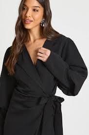 Dresses | Volume Sleeve Tie Waist Blazer Dress | boohoo