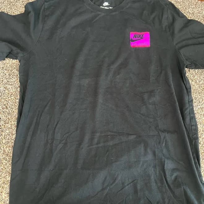 Nike Shirts | Nike Men's Black Tee With Vibrant Pink Logo | Color: Black/Pink | Size: L | Peterboy01's Closet