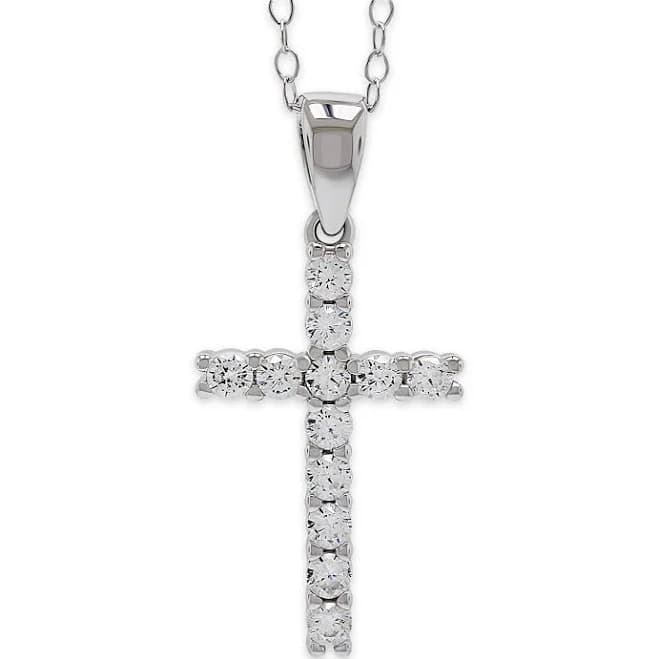 Sterling Silver Cubic Zirconia Cross Necklace