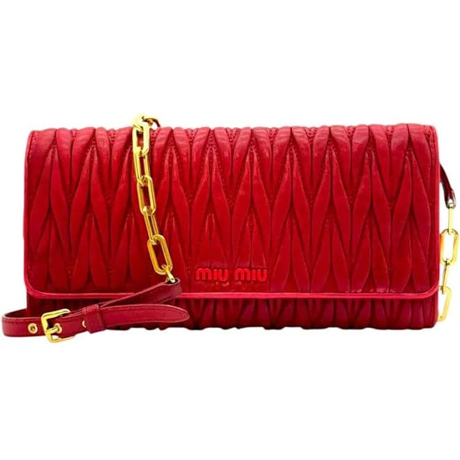 Miu Miu Crossbody Bag Women Leather Red Ruby