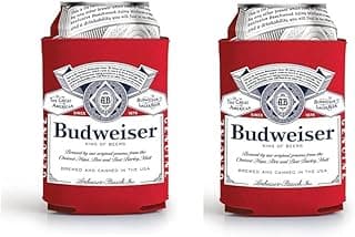 Budweiser Sigature Red Full Logo 12 Ounce Can Cooler - Set of 2