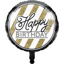 Black & Gold Happy Birthday Balloon