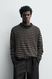 WOOL - STRIPED YAK JUMPER - Chocolate | ZARA United States