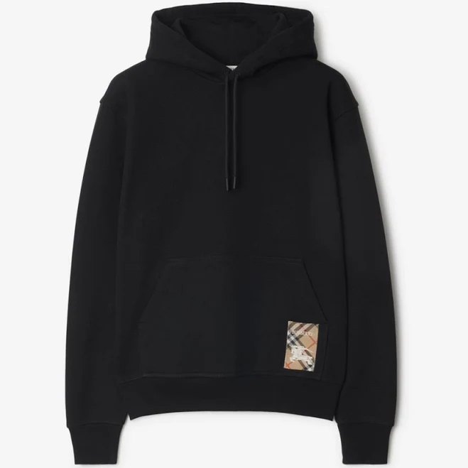 Burberry Men's Check Label Cotton Hoodie