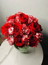 Red and White Flower Bouquet Arrangement