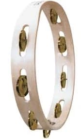 Single Row Wooden Tambourine - Dark Brass Jingles